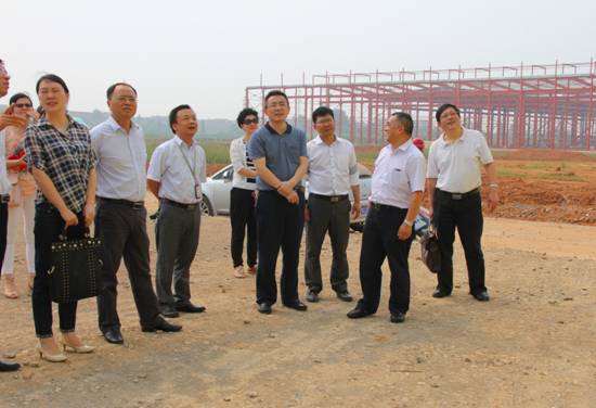 许开华董事长（右二）向胡道银厅长介绍格林美报废汽车项目产业规划